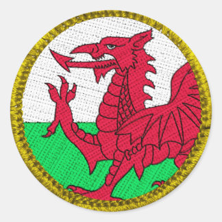 Wales Round Patch Gold Runder Aufkleber
