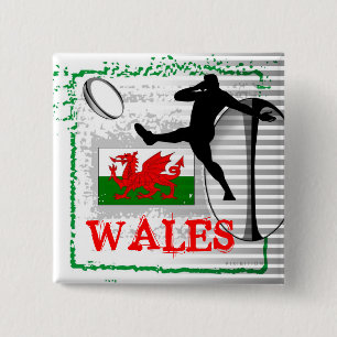 Wales-Rugby-Knopf Button