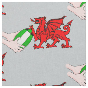 Wales Rugby Team Dragon mit Rugby Ball Stoff