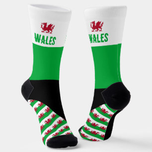 Wales Socken, walisische Flaggenfarben, Cymru / sp Socken