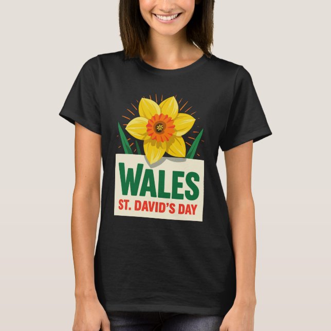 Wales St Davids Day Daffodil Design T-Shirt (Vorderseite)