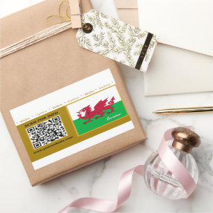 Wales Stickers, moderner QR Code, walisische Flagg Rechteckiger Aufkleber