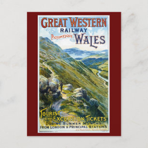 Wales UK, Railroad, Werbung Postkarte