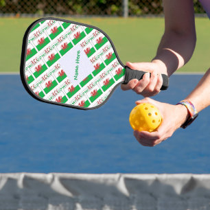 Wales und Walisische Flagge geteerte grüne Persona Pickleball Schläger