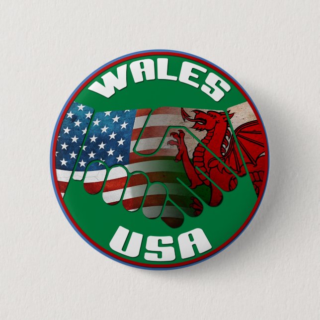 Wales-USA-Handshütte Button (Vorderseite)