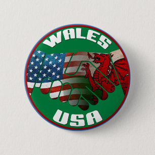 Wales-USA-Handshütte Button