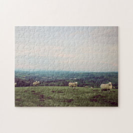 Wales Vintag View Landschaft Schafe Wales Horizon Puzzle