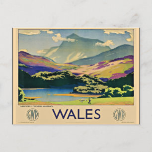 Wales, Vintage Reiseplakat Postkarte