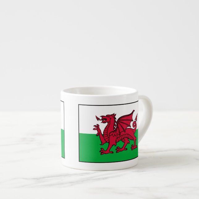 Wales - Waliser-Flagge Espressotasse (Vorderseite Rechts)