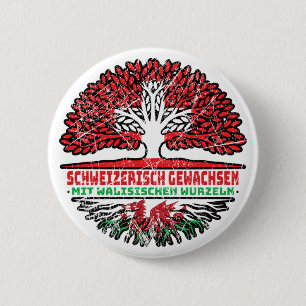 Wales Walisisch Schweizer Schweiz Baum Wurzel Flag Button