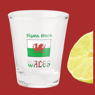 Wales Walisische Flagge Grüne Personalisierung Schnapsglas