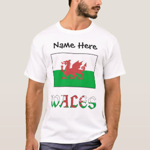 Wales Walisische Flagge Personalisiert  T-Shirt