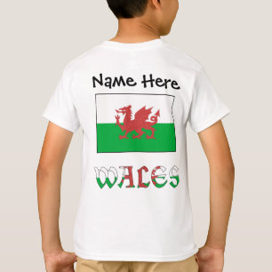 Wales Walisische Flagge Personalisierter Name T-Shirt