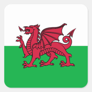 Wales - Walisische Flagge Quadratischer Aufkleber
