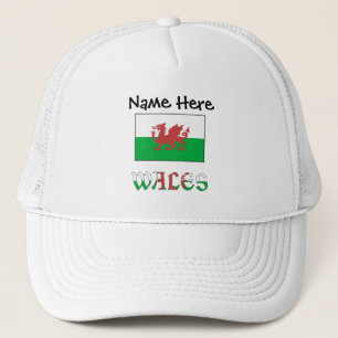 Wales Walisische Flagge Schwarz Personalisierung Truckerkappe