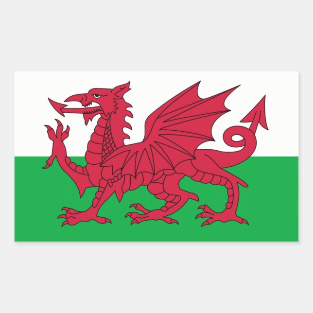 Wales/Walisische Flagge - Vereinigtes Königreich Rechteckiger Aufkleber (Vorderseite)