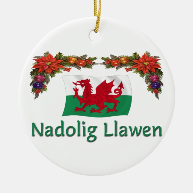 \ Wales-Weihnachten Keramikornament (Vorne)