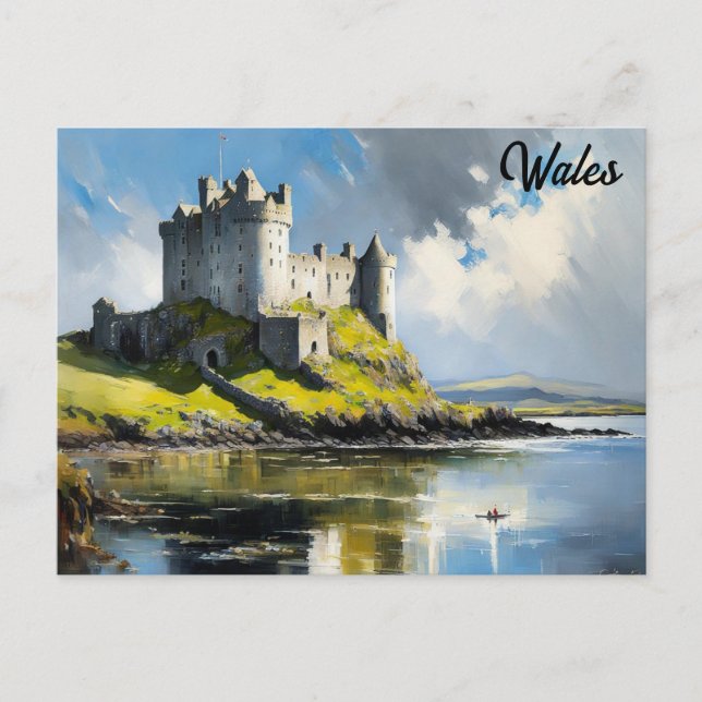 Wales Welsh Burg Watercolor Reisen Postkarte (Vorderseite)