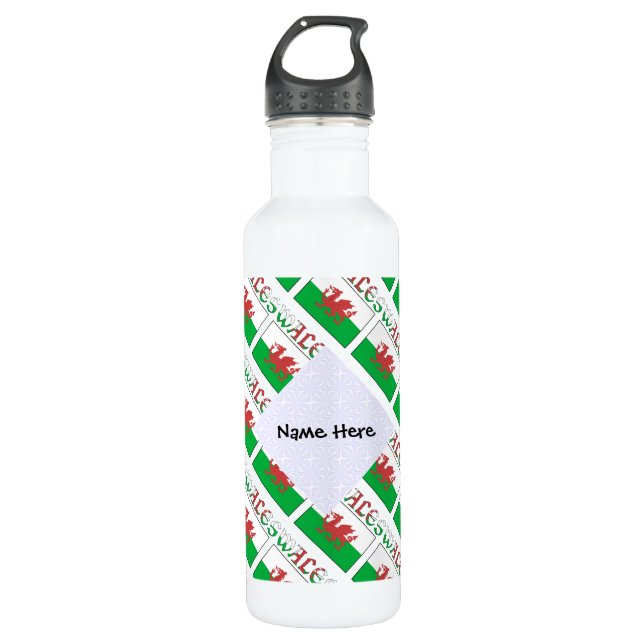 Wales Welsh Flag Personalisiert Edelstahlflasche (Vorderseite)