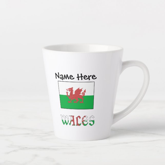 Wales Welsh Flag Personalisiert Milchtasse (Rechts)