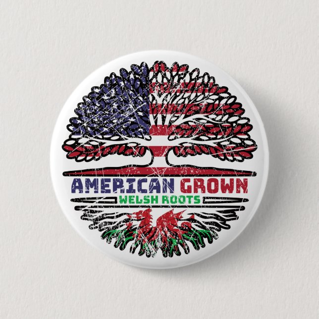 Wales Welsh US American USA United Staaten Tree Button (Vorderseite)