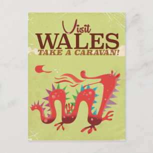 Wales Wohnwagen Urlaub vintage Poster Postkarte