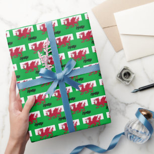 Wales Wrapping Paper, Welsh Flag patriotic Geschenkpapier