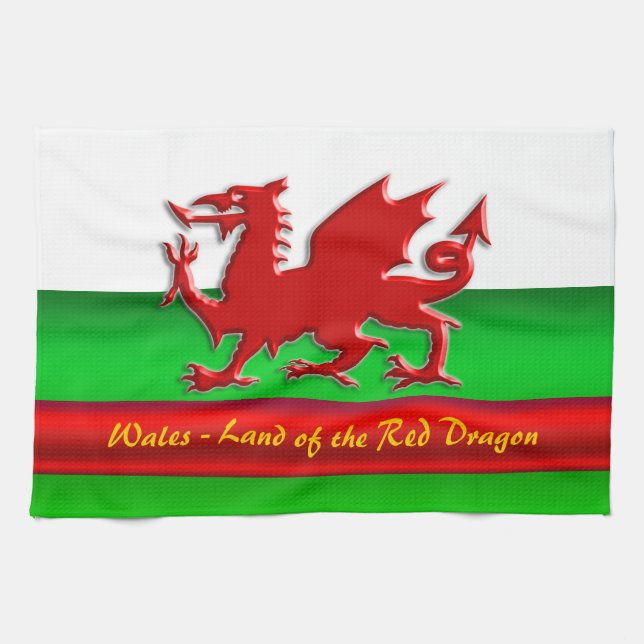 Wales - Zuhause des roten Drachen, Handtuch (Horizontal)