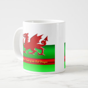 Wales - Zuhause des Roten Drachen, metallischer Ef Jumbo-Tasse