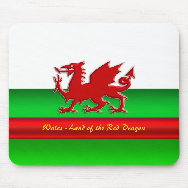 Wales - Zuhause des Roten Drachen, metallischer Ef Mousepad (Vorne)