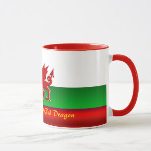 Wales - Zuhause des Roten Drachen, metallischer Ef Tasse