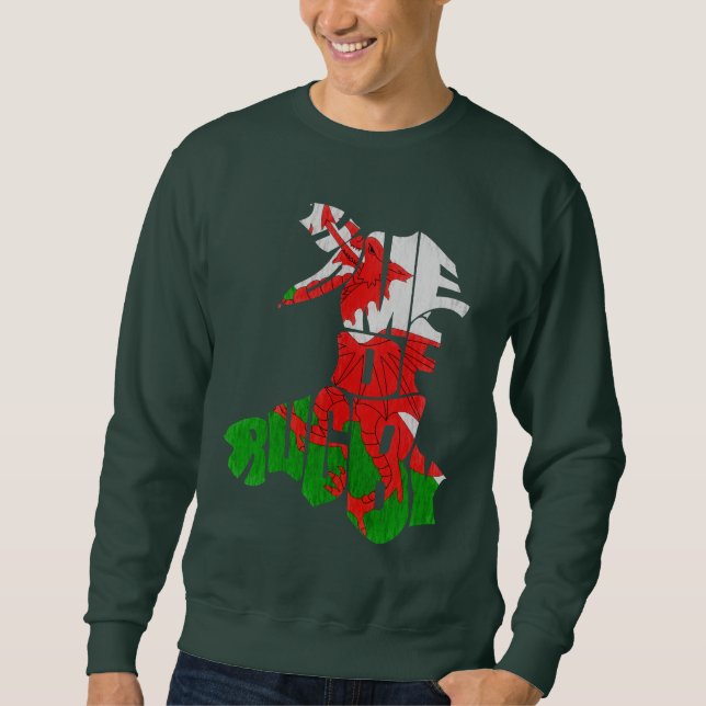 Wales Zuhause von Rugby Map Sweatshirt (Vorderseite)