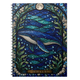 Walfisch Buntglas im offenen Ozean Illumina Notizblock