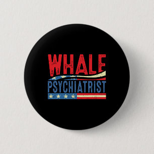 Walfisch-Psychiater 2025 Retro-Streifen Button