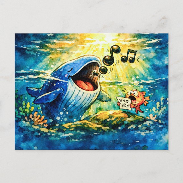 Walgesang-Duett mit Fisch   Postkarte (Vorderseite)