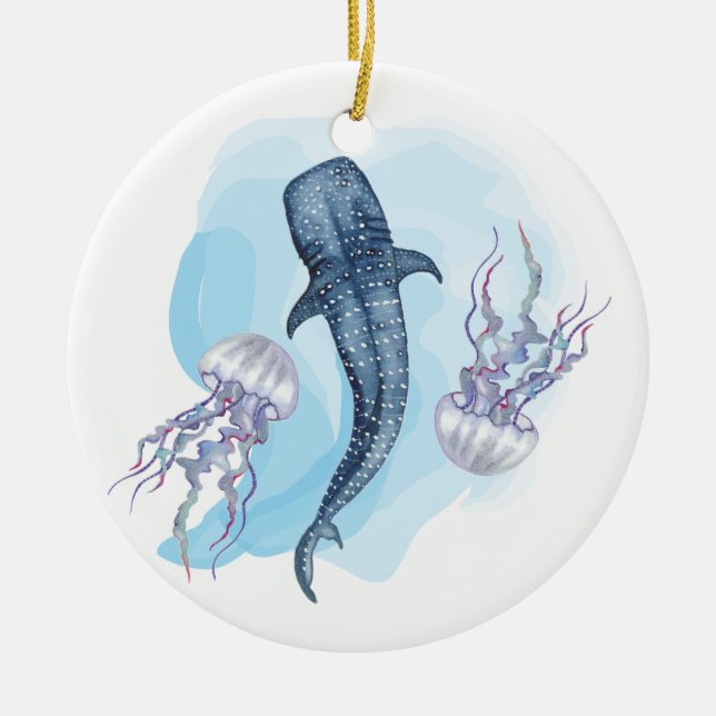 Walhai. Aquarell Keramik Ornament (Vorne)
