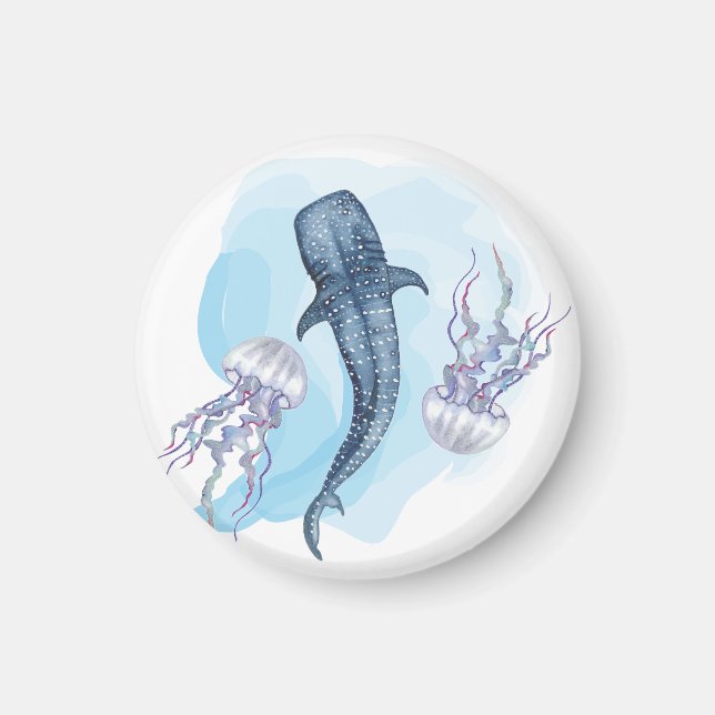 Walhai. Aquarell Magnet (Vorne)