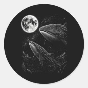 Walhai Heult Zum Mond 90er Retro Runder Aufkleber