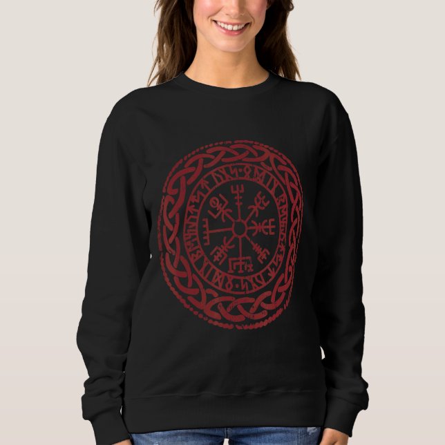 Walhalla Compass Vegvisir Viking Kelte German Viki Sweatshirt (Vorderseite)