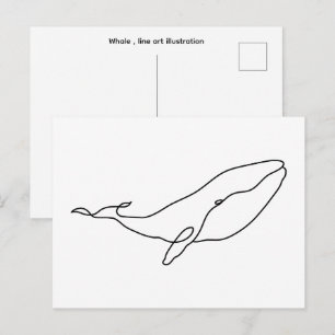 Walillustration in Linienkunst Postkarte