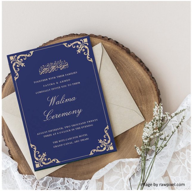 Walima Blue Islamic Wedding Einladung (Von Creator hochgeladen)