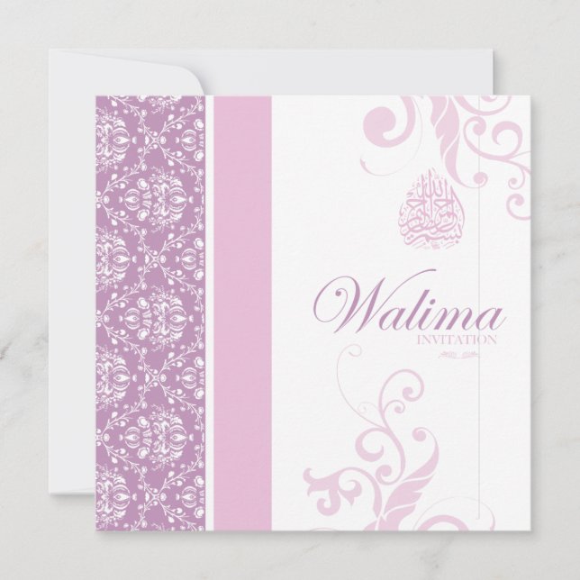 Walima Einladung - rosa islamische Hochzeit (Vorderseite)