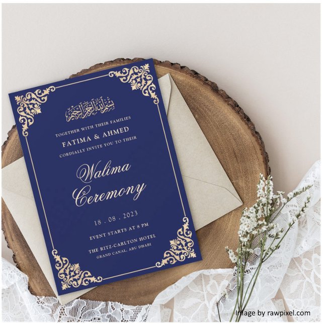 Walima Navy Blue Islamische Hochzeit Einladung (Von Creator hochgeladen)