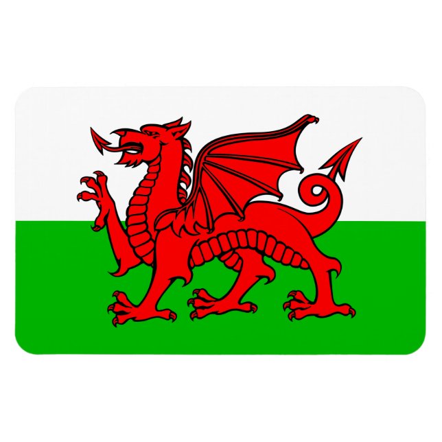Walischer Roter Drache Wales-Flagge Magnet (Horizontal)
