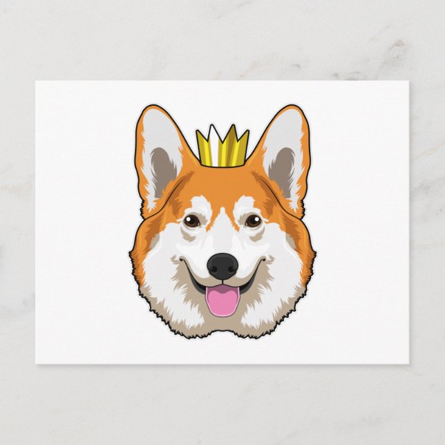 Waliser Corgi mit Krone Postkarte (Vorderseite)