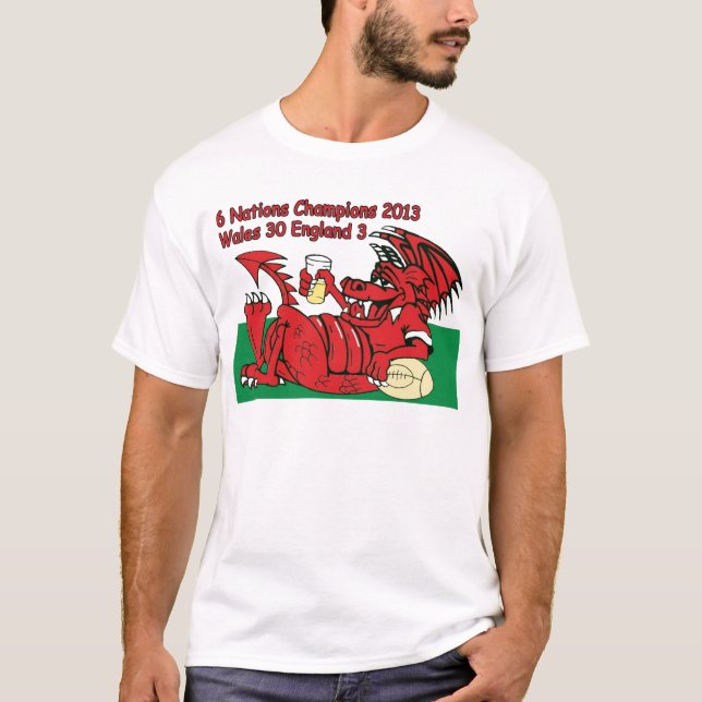Waliser-Drache, 6 Nations-Meister, Wales V England T-Shirt (Vorderseite)