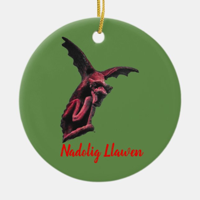 Waliser-Drache Nadolig Llawen bywhacky Keramik Ornament (Vorne)