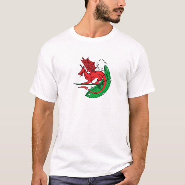 Waliser-Drache-Surfen T-Shirt (Vorderseite)