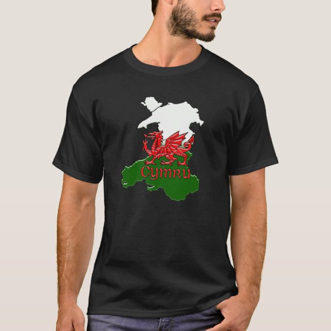 Waliser-Drache T-Shirt prägeartiges Wales St David (Vorderseite)