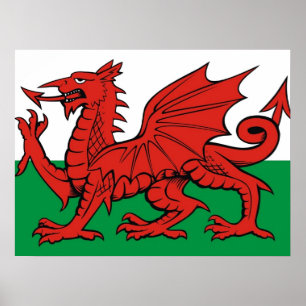 Waliser-Flagge, "Cymru morgens byth",    der rote Poster